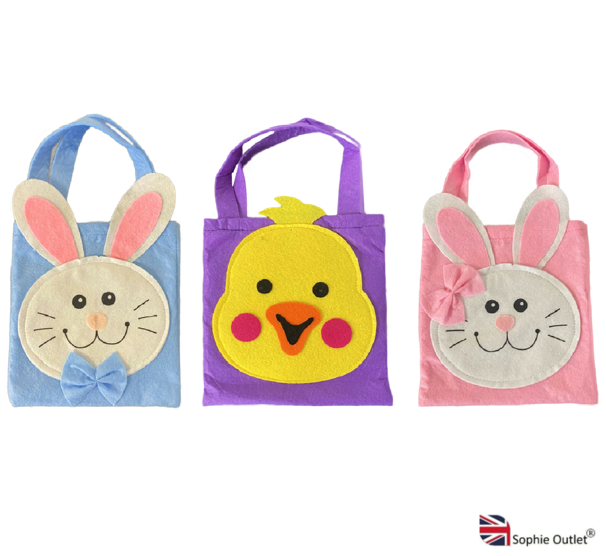 Felt Bunny Bag Easter Kids Egg Treasure Hunt Handle Treats Party