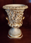 R. CAPODIMONTE PORCELAIN URN VASE W/ CHERUBS IN BAROQUE STYLE