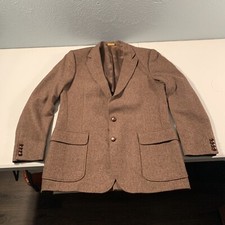 HAGGAR IMPERIAL Herringbone Tweed Blazer Suit Coat Jacket 44L