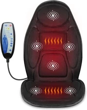 SNAILAX MASSAGE SEAT CUSHION WITH HEAT & 6 VIBRATING MOTORS THERAPY HEAT SL-262B
