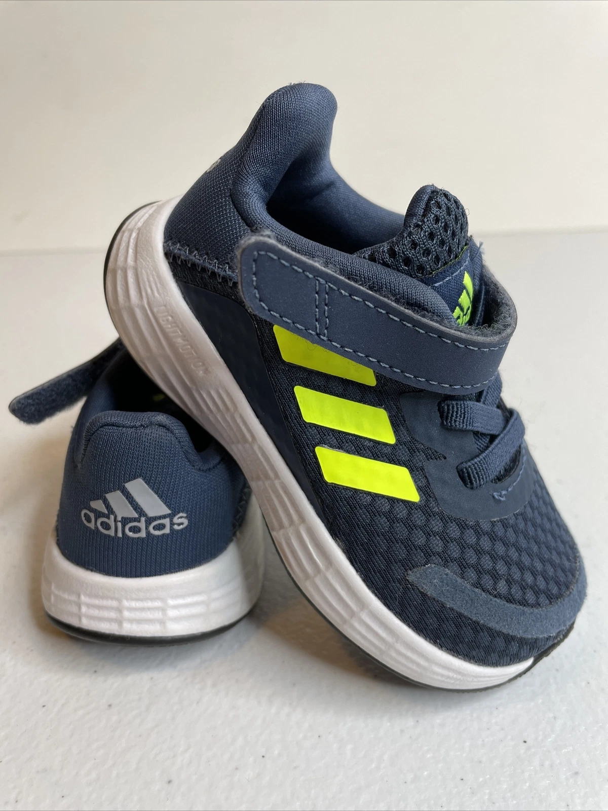 Scarpe da ginnastica da corsa Adidas bambini taglia 5K blu giallo