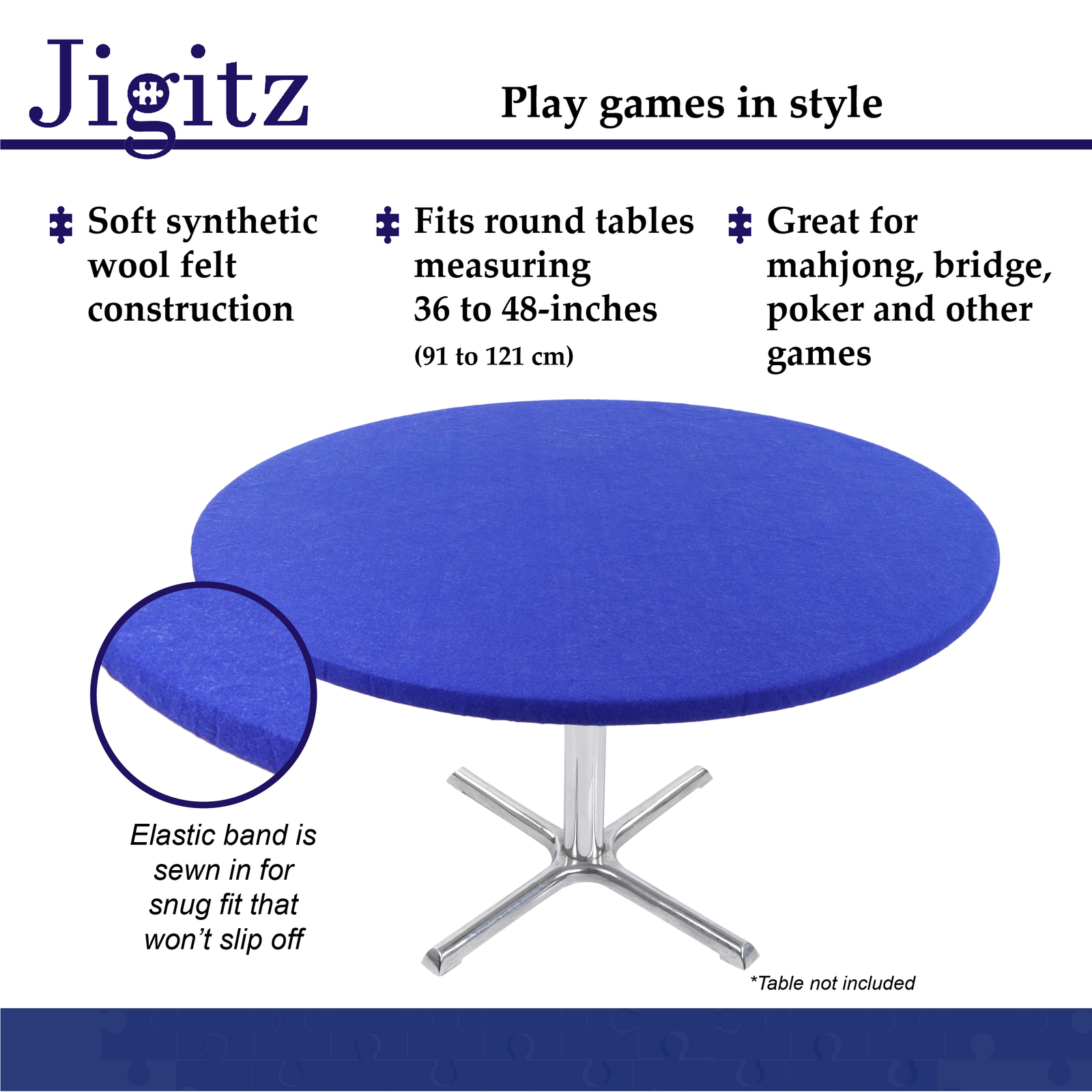 Jigitz Felt Poker Table Cover 3648in Blue Card Table Covers Fitted
