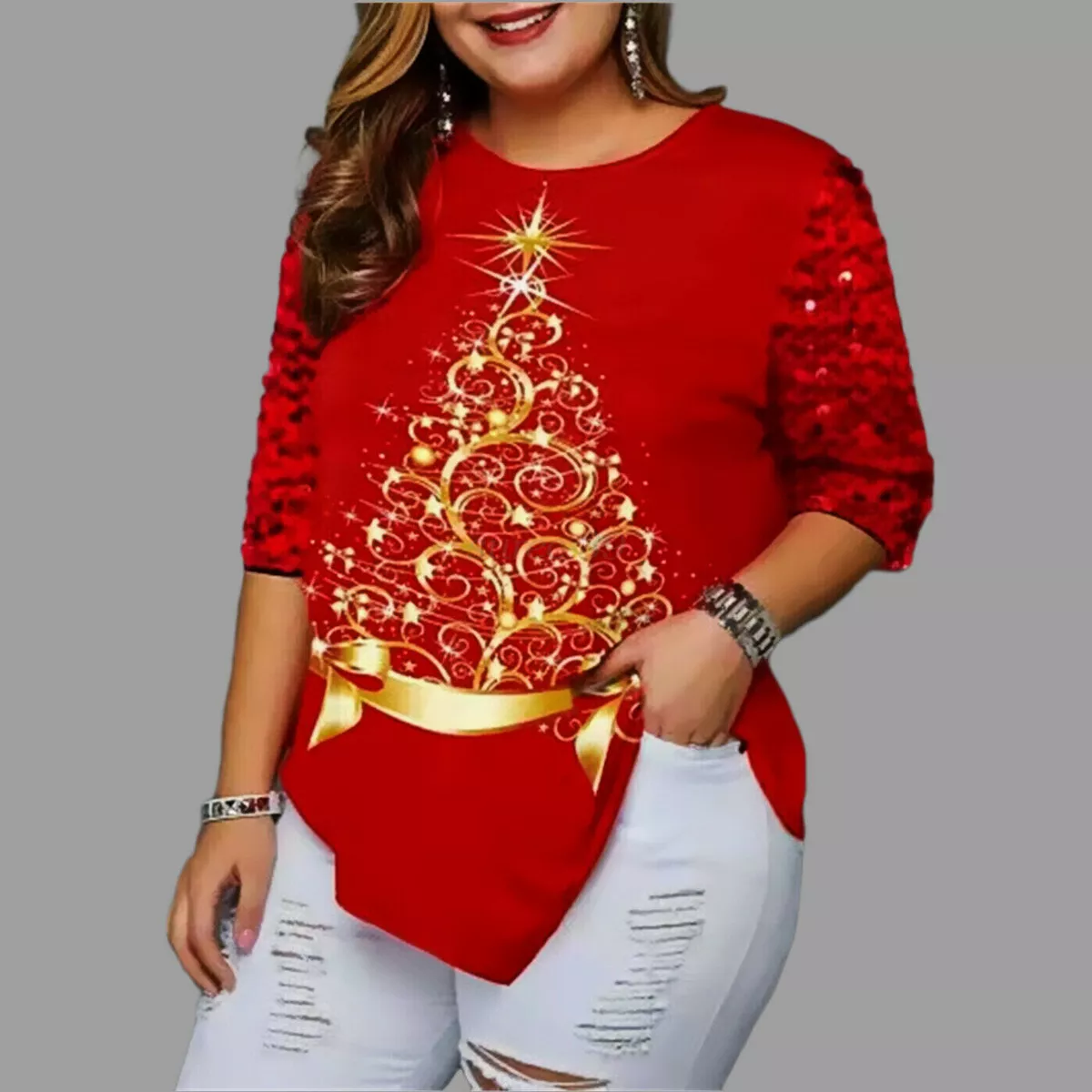 Ladies plus size christmas hotsell tops