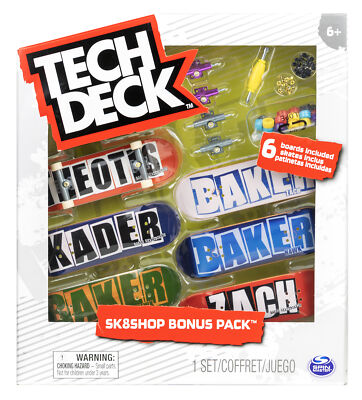 Tech Deck Set Sk8Shop 6 Skateboards Bonus Pack Baker + Zubehör