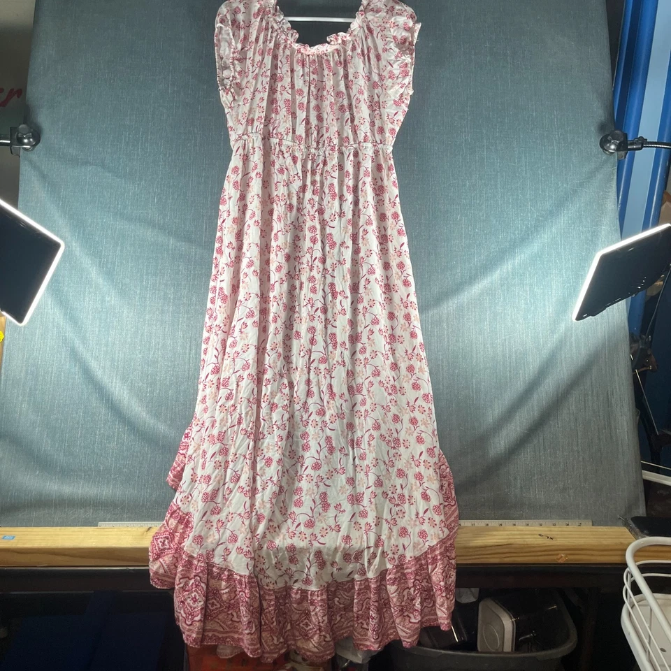 Maxi Vestido New Look Mujer Talla 1X Floral Dobladillo Alto Bajo Volantes Boho Verano Rayón Foto 3 de 4