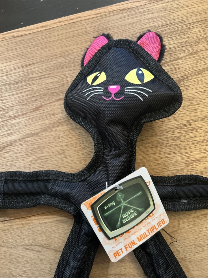 Multipet Skele-Rope Dog Toy – Black, Cat, Hot Pink Ears, And Nose  - Image 2 of 4