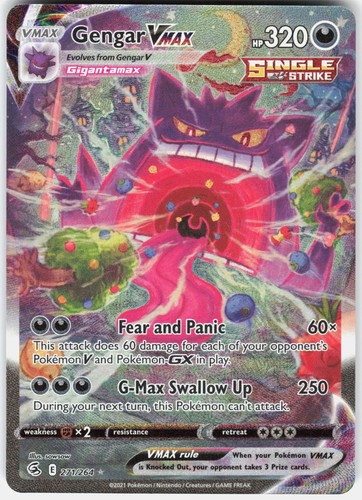 Pokemon Gengar VMAX 271/264 Alternate Art Fusion Strike Pokemon Holo Near Mint