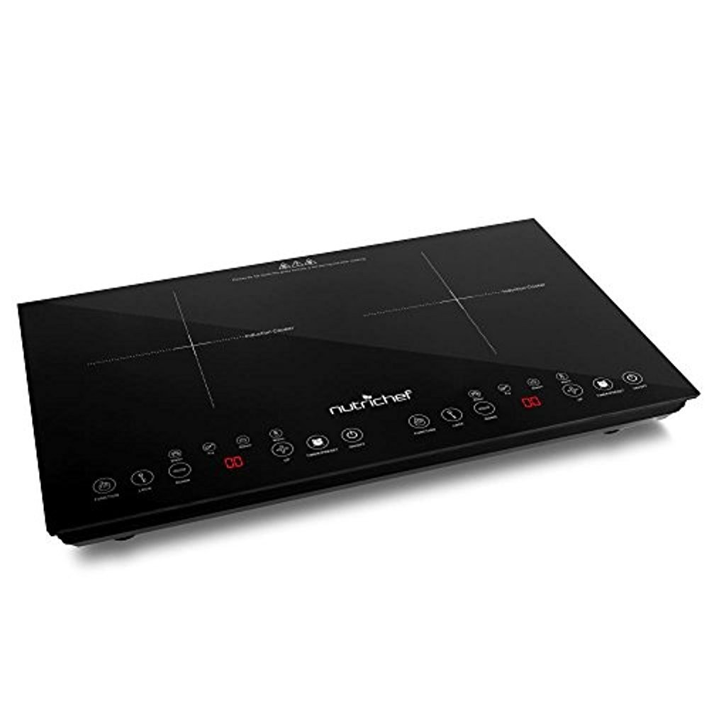 Nutrichef Double Induction Cooktop 120V Digital Ceramic, Dual Burner, Pkstind48