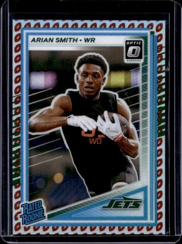 2025 Panini Donruss Optic Arian Smith Rated Rookie Footballs Prizm #/16 Jets
