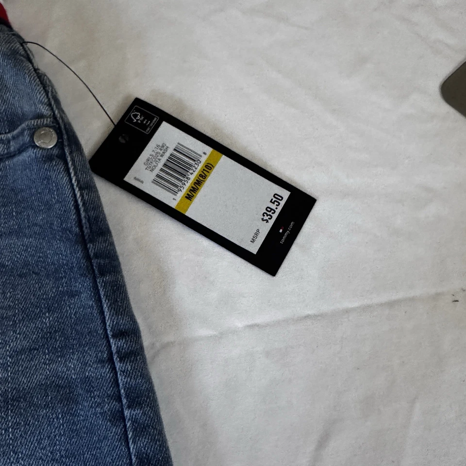 Tommy Hilfiger 儿童女孩牛仔蓝色牛仔裙 M 码 8/10 全新带标签 — 第 3/4 张图片