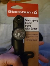 New Blackburn Telescoping Bicycle Frame Pump with Gauge, Black
