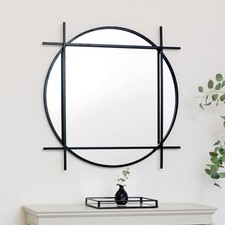 Large Round Black Wall Mirror 97cm x 97cm art deco modern minimlaist