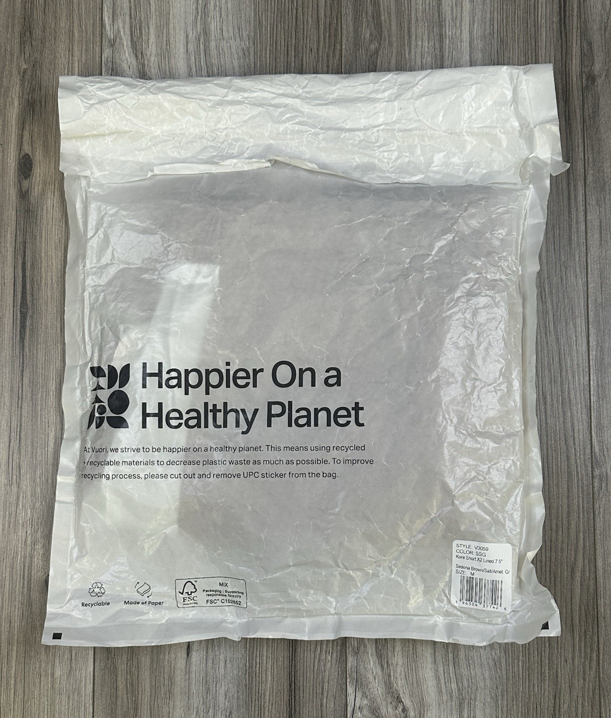 Vuori Kore Short 7.5" V3059 Sedona Brown Salt Amethyst Grey Men’s Medium - NEW