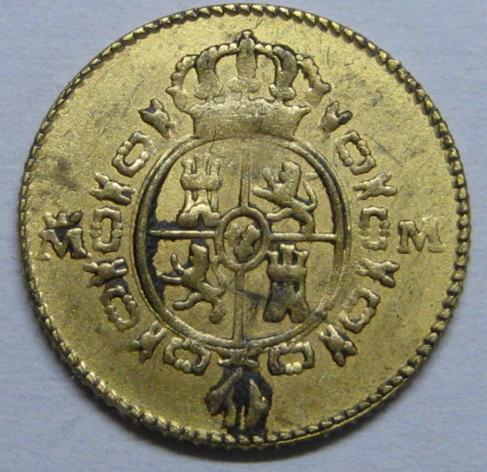 1788 MADRID 1/2 ESCUDO CARLOS III FALSO DE EPOCA METAL DORADO - Imagen 2 de 3