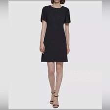 Tommy Hilfiger Black Dress Size 10 NWT Flutter Sleeve LBD Quiet Luxury Parisian