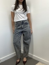 Ripton Dark Women  s Blue Acid Wash Barrel Leg Denim Jeans High Rise Size 27