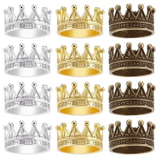 FREEBLOSS 12 Pcs Dollhouse Mini Crown Metal Mini Doll Crown Gold&Silver&Coppe...