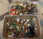 Lot Of Damaged Vintage Costume Jewelry Heavy Box
