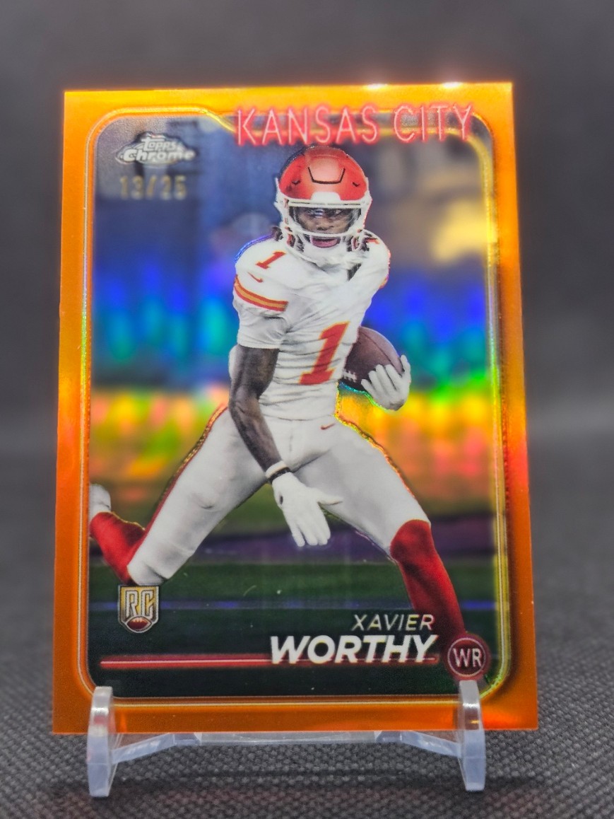 2024 Topps Chrome - Rookies Xavier Worthy #208 Orange Refractor 13/25 (RC)