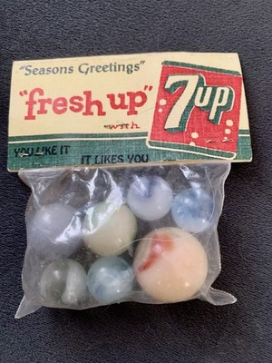 Vintage 1950s 7UP promotional marble pack Sealed