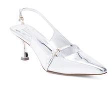 Larroude Ines Silver Leather Slingback Pumps Size 6 - Silver