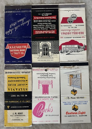 33 Wide Matchbook Covers Lehigh Valley PA Allentown Bethlehem Easton Quakertown - Picture 3 of 6