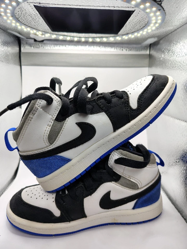 AIR JORDAN 1 AZUL MEDIO Y GRIS (Talla 11) niños Foto 2 de 4