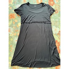 Quince Bamboo Jersey Maternity & Nursing Lounge Dress Black M Party Minimalist