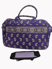 Vera Bradley Large Duffle Weekender Simply Violet Paisley Bag removable strap