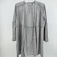Women’s Gray Lace Cardigan Size M Sheer Romantic Boho Goth Fairycore Cottagecore