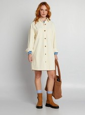 Madewell Womens Corduroy Mini Shirtdress Pockets Lighthouse Ivory S