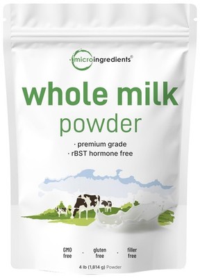 Micro Ingredients Whole Milk Powder, 4 lb | Pasture-Raised, rBST-Free | Pure