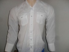vtg WHITE ON WHITE EMBROIDERED YOKE WESTERN SHIRT Pearl Snap MEDIUM