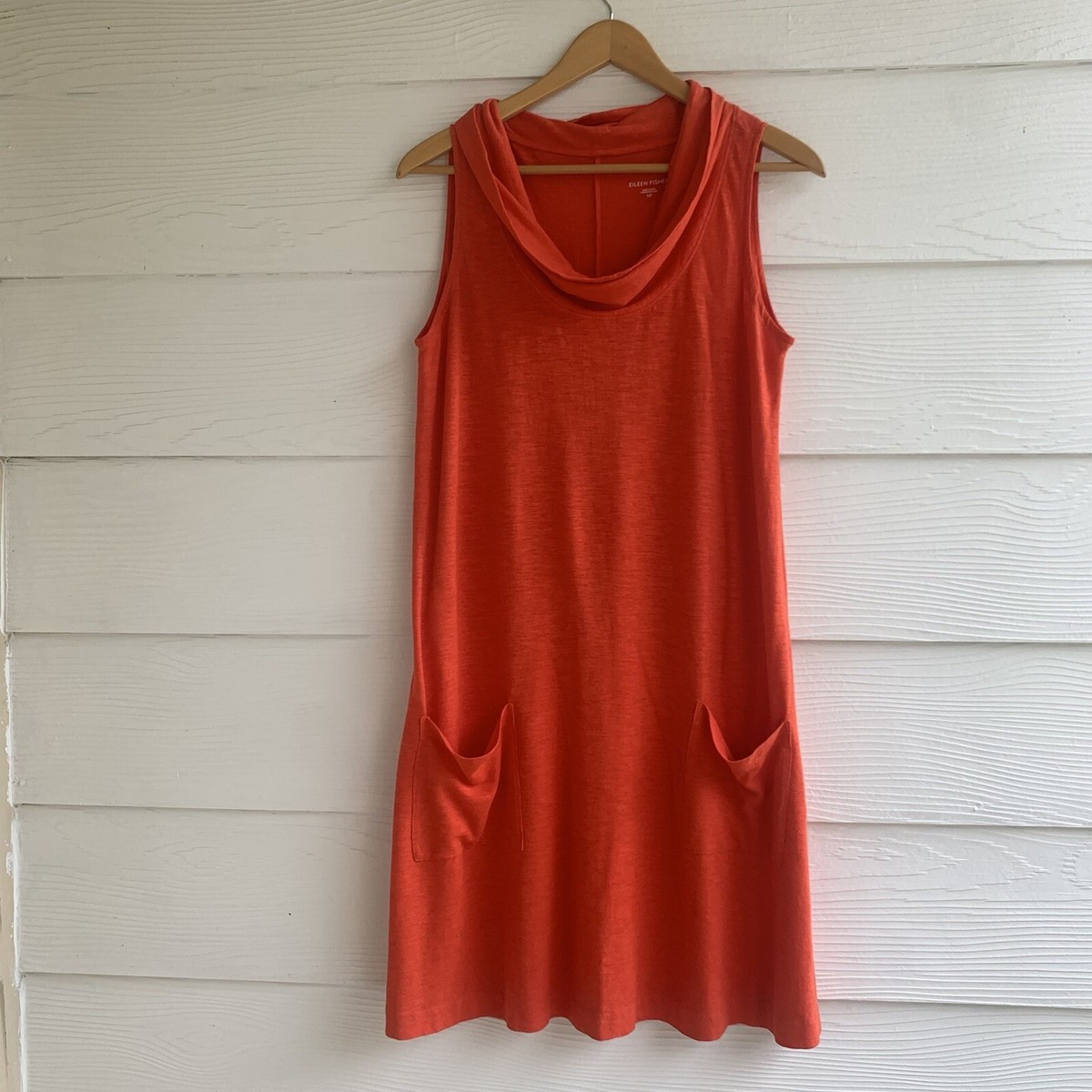 eileen fisher hemp cotton dress Eileen Fisher Hemp Organic Cotton Deep V-Neck Dress Women's Small Geranium