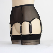 Fashion Sheer Mesh Vintage Garter Belt 6 Straps Suspender Belt Women Underwear