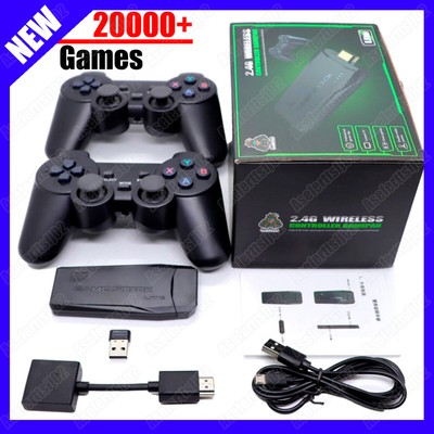4K HDMI TV Game Stick Console Built in 64GB 20000+Retro Games+2 Wireless Gamepad