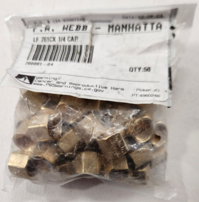 F.W. Webb - 700081-04 - LF 761CX 1/4'' Cap - Bag of 50
