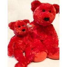 Sizzle the Valentine Bear Ty Beanie Baby  Buddy Set MWMT 2pcs Retired Plush