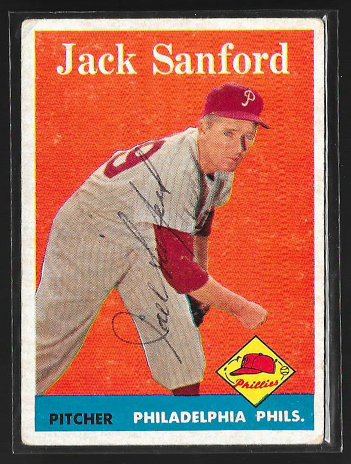 BASEBALL CARD SET BREAK TOPPS 1958 264 ROOKIE JACK SANFORD PHILADELPHIA