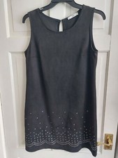 Mango MNG Uk Medium Black Faux Suede Embellished Dress Holdiay