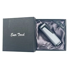 Triple Flame Cigar Torch Lighter with Cigar Punch Cutter Silver W/ Gift Box