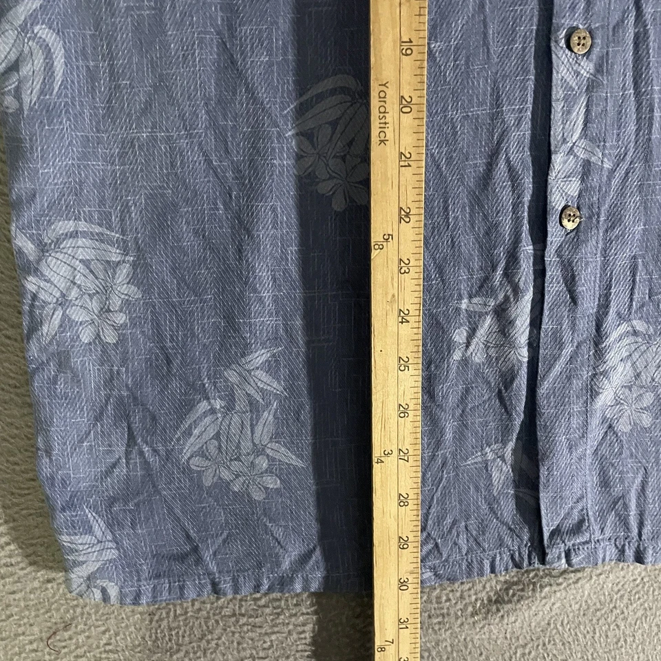 Camisa de campamento hawaiana Campia Moda para hombre mediana azul rayón estampado floral Foto 4 de 4