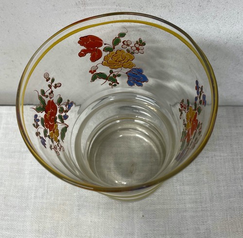 Vase ancien en verre avec fleurs émaillées - Picture 3 of 7