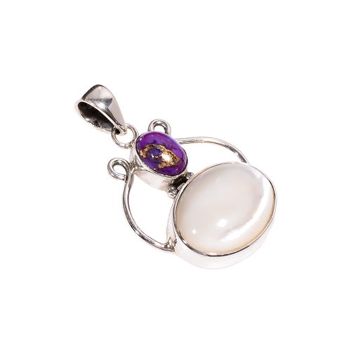 Pendentif Ovale Fait Main En Agate Du Montana - Argenté Plaqué - Multicolore - Bijou Fantaisie