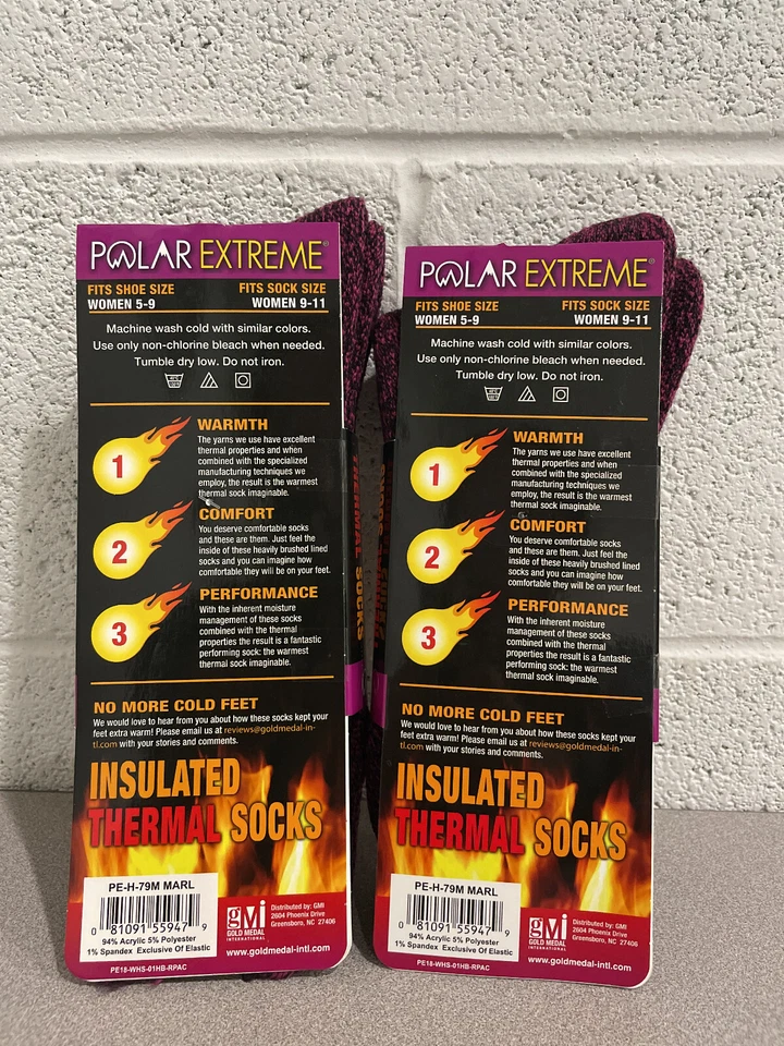 Polar Extreme Women's Insulated Thermal Socks Shoe Size 5-9 2 Pk Pink/Black - Image 3 of 3