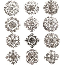 24PCS Rhinestone Brooches Brooch Pins For Women Wedding Bridal Bouquet Kits