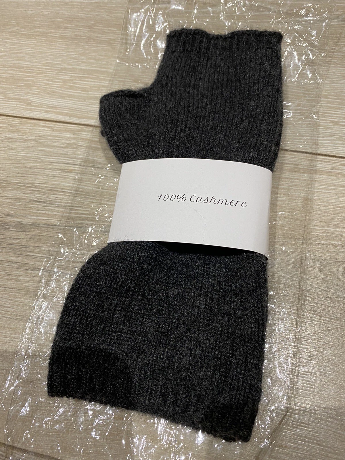 100% Inner Mongolian Cashmere Wrist Warmers Fingerless Gloves Mittens Charcoal