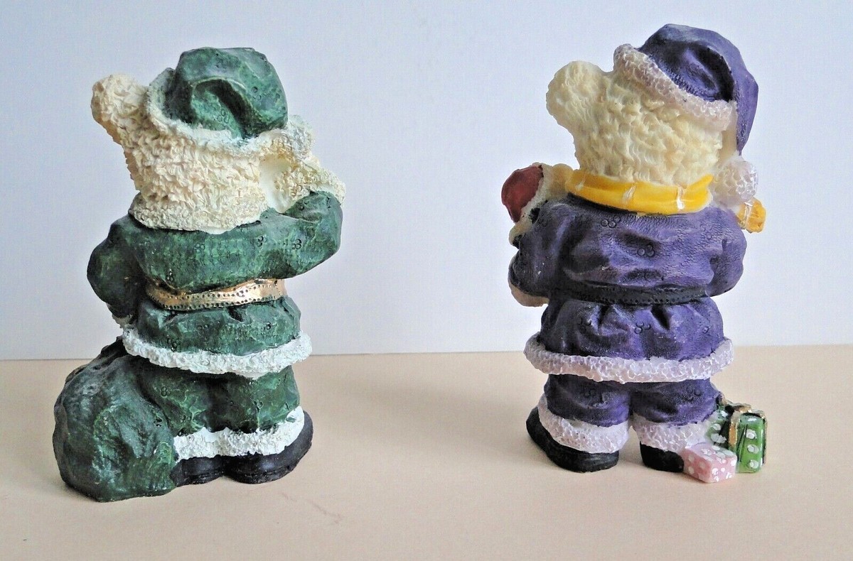 Adorable Figurine Ours En Résine Habillé En Père Noël – 14,5 Cm – Déco De Noël