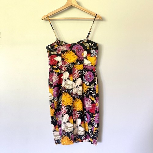 Moulinette Soeurs Dress Size 2 Floral Mini Strapless Bow Black Anthropologie - Picture 10 of 13