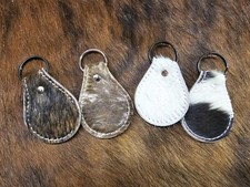 Western Cowboy Hair On Cow Hide Key Chain Fob Lot Of 4.